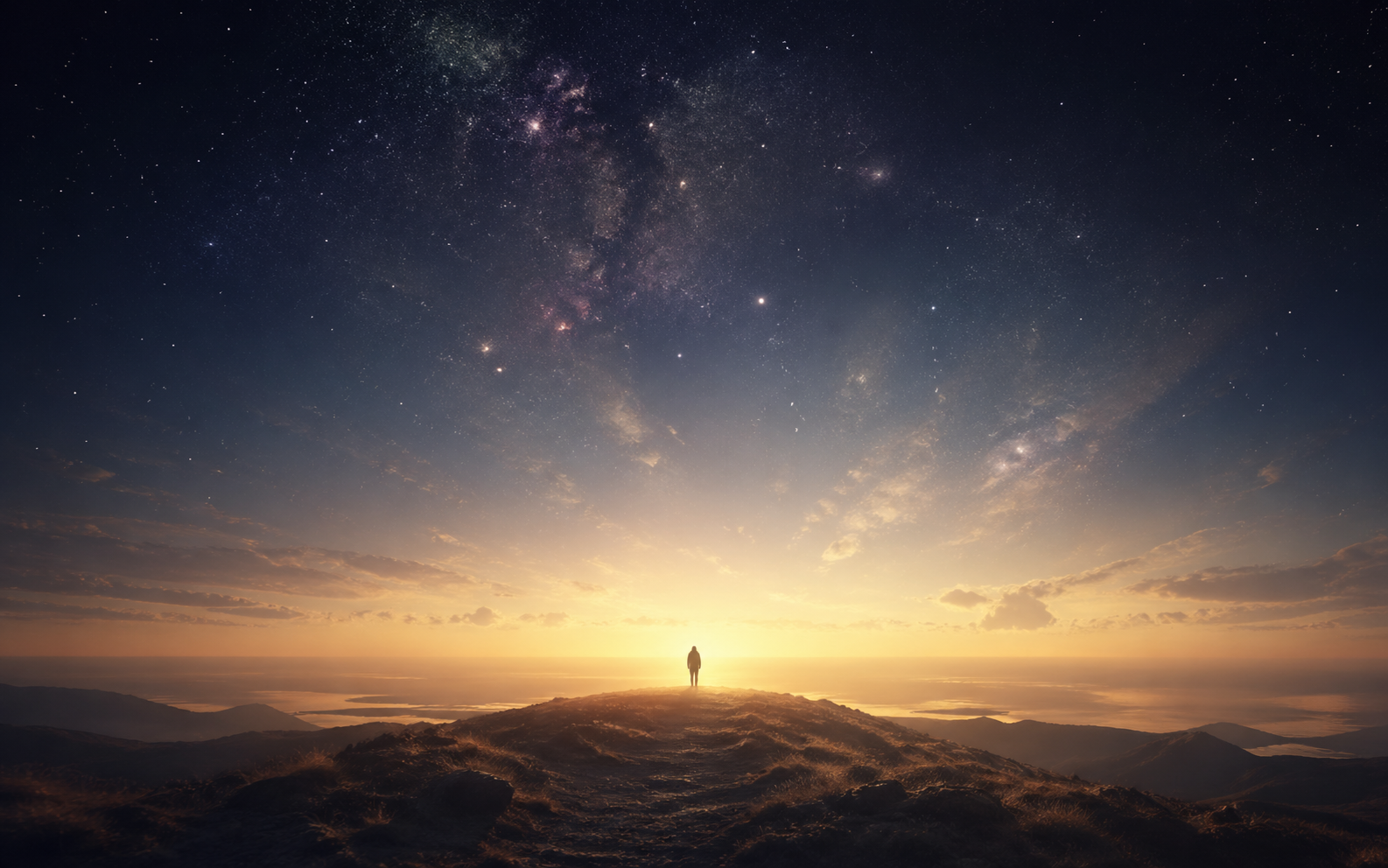 Vast cosmic horizon at twilight