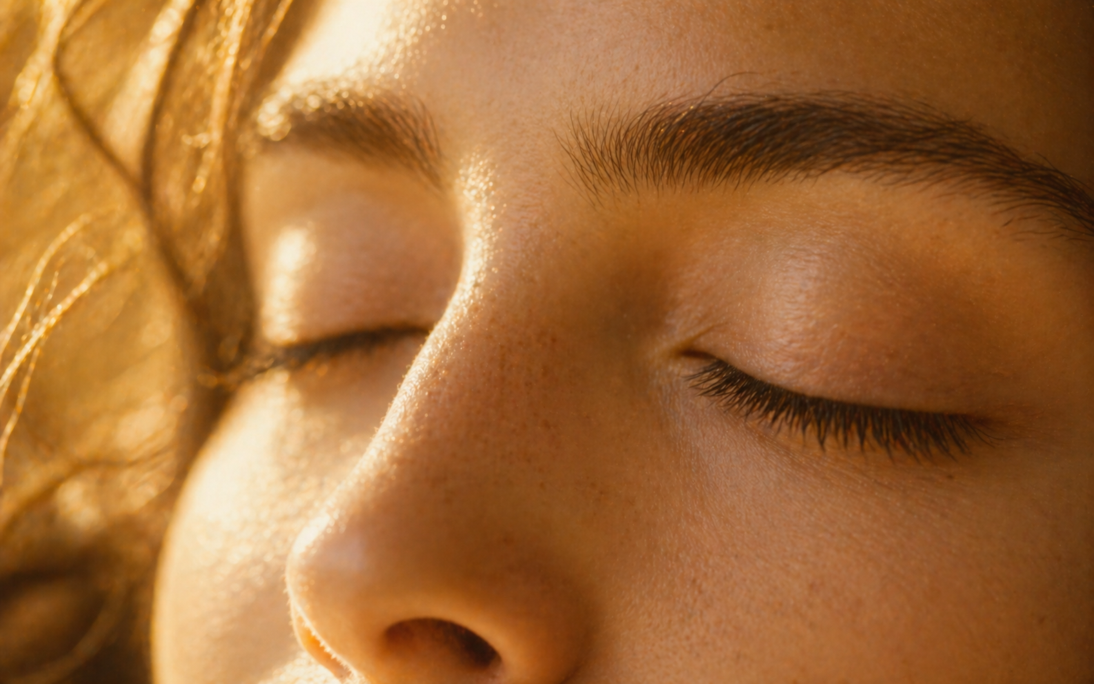 Close-up of relaxed, gently closed eyes