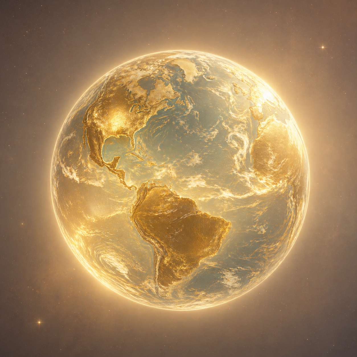 Earth from space rendered as a luminous jewel